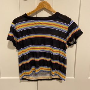 Urban Outfitters black/ rainbow striped crop top
